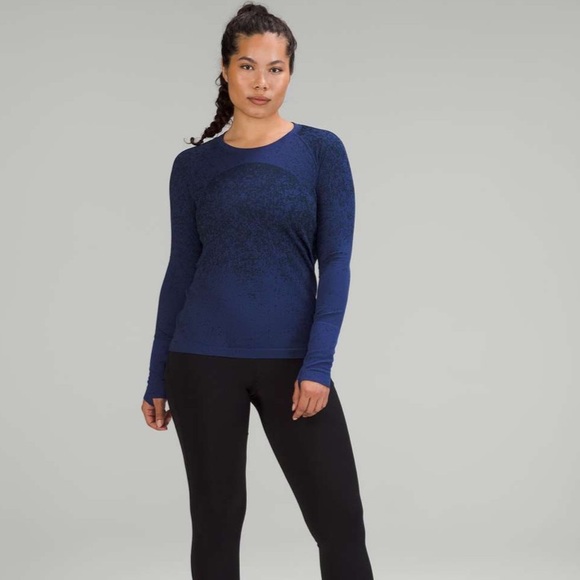 NWT swiftly tech long sleeve gradient block psychic/true navy size 4 lululemon - Picture 12 of 15